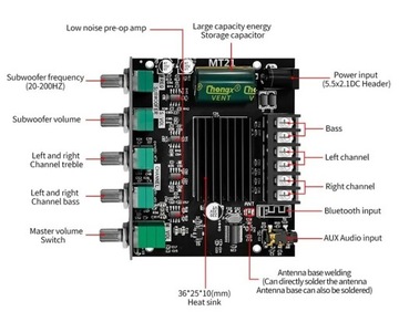 Усилитель BT 2x 50 Вт + 100 Вт Сабвуфер Регулировка звука