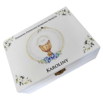 Prezent na KOMUNIE Świętą pamiątka pudełko nadruk