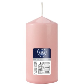 BISPOL 12cm świeca walec 60/120 PUDROWY RÓŻ nowość