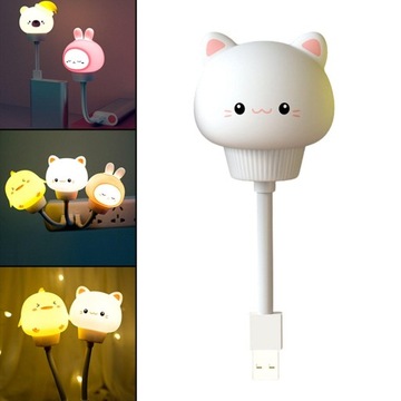 Кавайный ночник с пультом дистанционного управления, разноцветные украшения под белой кошкой