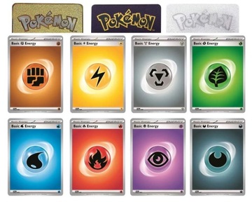 KARTY POKEMON 8 KART ENERGII + ZŁOTA SREBRNA CZARNA