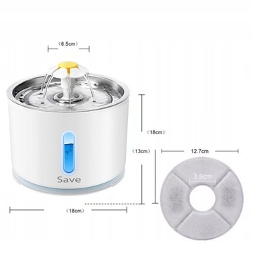 FONTANNA POIDEŁKO DLA KOTA PSA MISKA AUTOMATYCZNE POIDŁO + FILTR CICHA