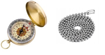 KOMPAS KIESZONKOWY BUSOLA TURYSTYCZNY + ŁAŃCUSZEK