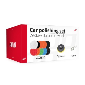 Полировальный набор 9 шт. + диск 80 мм + переходник М14.