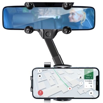 UCHWYT SAMOCHODOWY DO TELEFONU NA LUSTERKO WSTECZNE TELEFON REGULOWANY 360