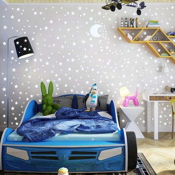 Naklejki Ścienne Świecące w Nocy na Niebiesko Gwiazdki Kropki Księżyc
