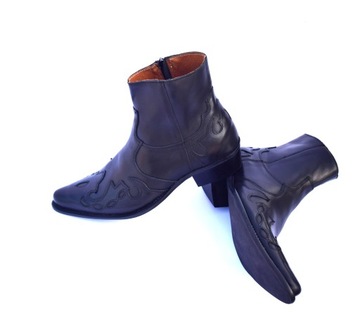 KOWBOJKI MĘSKIE SKÓRZANE DŁUGIE Z ZASUWAKIEM WEST