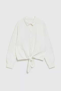 Koszula z długimi rękawami i wiązaniem biała XL od MOODO