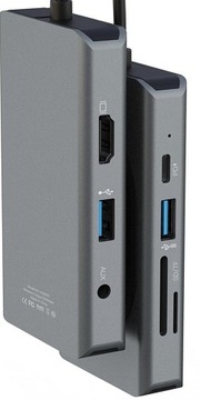 Адаптер-сплиттер XO 9-в-1 с индуктивным зарядным устройством и портом LAN AUX USB-C USB