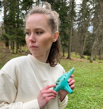 КЕРАМИЧЕСКИЙ ОКАРИНА, зеленый футляр для нот PRO, 12 отверстий, окарина, флейта