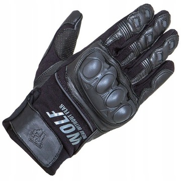 ЛЕГКИЕ ПРОЧНЫЕ МОТОЦИКЛЕРНЫЕ ПЕРЧАТКИ WOLF ИЗ КОЖИ И ТЕКСТАЛЯ PRO-X BLK XL