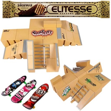 Premium ZESTAW FINGERBOARD RAMPA SKATEPARK + 3 DESKOROLKI mega PAKIET