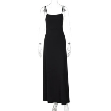 Lygens Solid Basic Sleeveless Simple Long Dress F