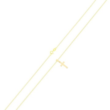 Złoty Komplet łańcuszek pancerka + krzyżyk pr. 585