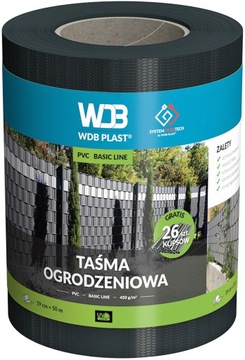 TAŚMA OGRODZENIOWA ANTRACYT 19x50 OSŁONA NA OGRODZENIE PANELOWE PŁOT KLIPSY