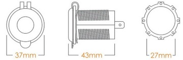Розетка для мотоцикла 12 В 2x USB QC3.0 ВОЛЬТМЕТР 36 Вт IP54 LED