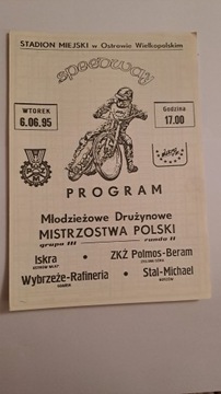 ISKRA OSTRÓW - GDAŃSK GORZÓW ZIELONA GÓRA 06-06-1995 PROGRAM ŻUŻLOWY CZYSTY
