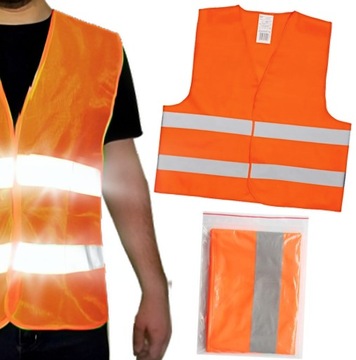 KAMIZELKA POMARAŃCZOWA ODBLASK OSTRZEGAWCZA BHP XL