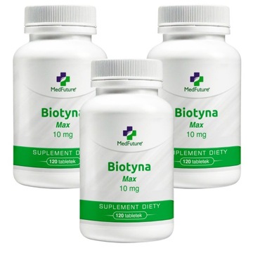 BIOTYNA MAX 10 mg Piękne włosy, skóra, paznokcie 360 tabletek 3 opakowania