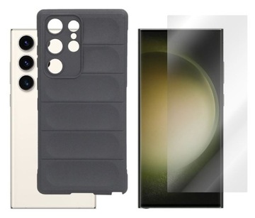 ETUI do Samsung Galaxy S23 Ultra PANCERNE PHANTOM Case Obudowa szare+SZKŁO