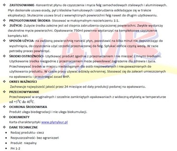 KONCENTRAT PŁYNU DO MYCIA FELG SAMOCHODOWYCH (OP.1L) PŁYN LAUR FL-5000