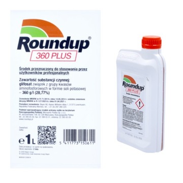 ROUNDUP 360PLUS GLIFOSAT RANDAP 1L PREPARAT NA UCIĄŻLIWE CHWASTY OPRYSK
