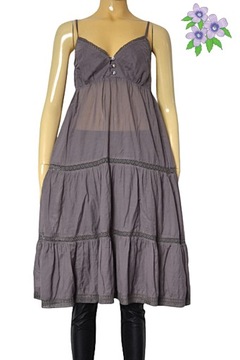 Letnia bawełniana zdobiona sukienka falbanki S M