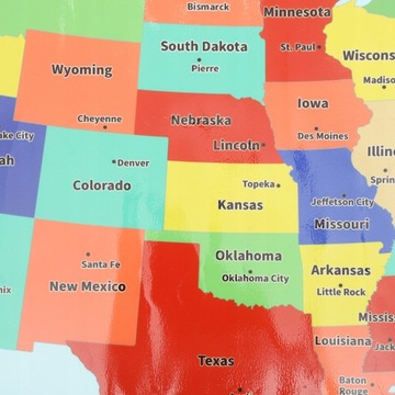 Mapa USA dla dzieci Stany Zjednoczone plakat