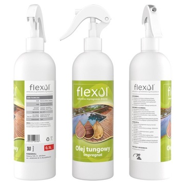 Olej tungowy NATURALNY impregnat do drewna 0,5 L czysty tung oil FLEXOL