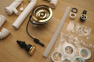 Сифон для мойки одинарной чаши, автоматический GOLD, 115 мм