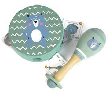 ADAM TOYS ZESTAW TAMBURYN I MARAKAS Z MIŚ 3 lata+