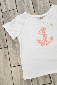 T-shirt Anchor - By o la la...! M Pomarańczowy