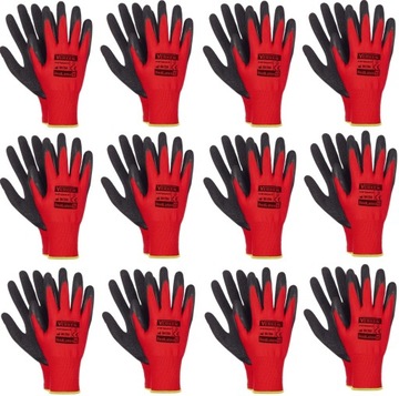 RĘKAWICE Rękawiczki robocze Wytrzymałe M rozmiar 8 LATEX op.12 PAR REDLATEX