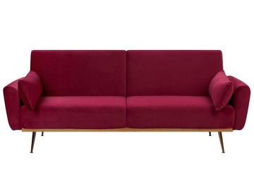 Sofa kanapa rozkładana ciemnoczerwona