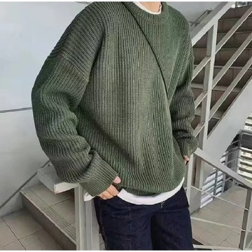 Solid Striped Sweater for Men Autumn Winter Casual