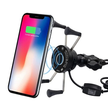 MOTOCYKLOWY UCHWYT TELEFON INDUKCYJNY QI QC3.0