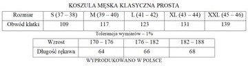 POLSKA KOSZULA MĘSKA BIAŁA Z GRANATEM 176/182|45/46 XXL DŁUGI RĘKAW PROSTA