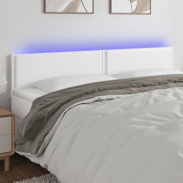 vidaXL Zagłówek do łóżka z LED, biały, 180x5x78/88 cm, sztuczna skóra