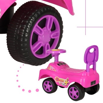 JEŹDZIK PCHACZ DLA DZIECI Z DŹWIĘKIEM SAMOCHODZIK AUTO Z KLAKSONEM RÓŻOWE