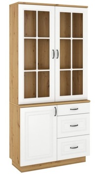 Witryna z komodą Flawia 100 3s biały z dąb artisan