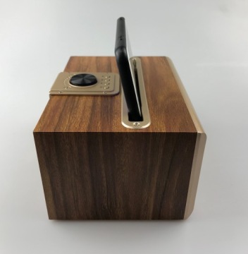 Мини-колонка Bluetooth с ретро-дизайном и FM-радио W06 светло-коричневого цвета