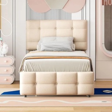 Children's single bed 90x200 cm with pull-out bed adjustable skin-friendly