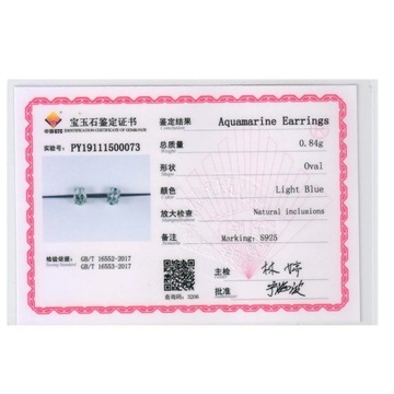 Серьги с натуральным аквамарином и драгоценным камнем из стерлингового серебра 925 пробы.