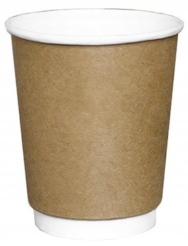 Kubki papierowe grube kraft 2-warstwowe brązowe 250ml 25szt