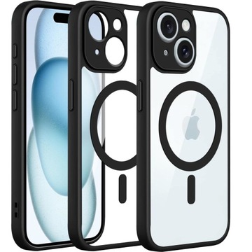 ETUI DO IPHONE 15 + SZKŁO I PLECKI CLEAR ACRYLIC WZMOCNIONE do MAGSAFE
