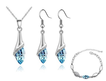 Komplet Kropla Oceanu 4 kolory kr. Swarovski sreb