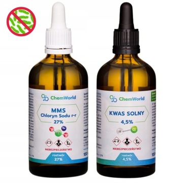 Zestaw MMS Chloryn Sodu r-r 27% + Kwas Solny 4,5% | Najwyższa Jakość!