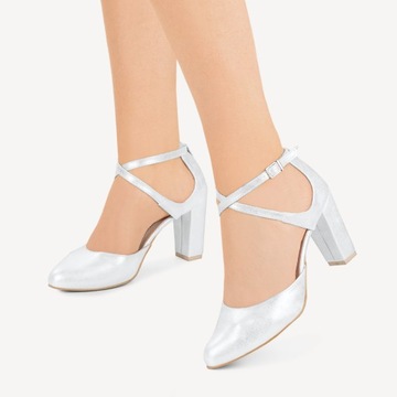 BRILU CZÓŁENKA ŚLUBNE POŁYSK NA SŁUPKU SREBRNE 38