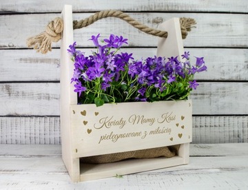 ЦВЕТОЧНАЯ КОРОБКА ЦВЕТОЧНЫЙ ГОРШОК С ГРАВИРОВКОЙ ПОДАРОК ​​НА ДЕНЬ МАТЕРИ ГРАВИРОВКА ДЛЯ МАТЕРИ