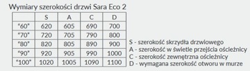 Drzwi ukryte DRE SARA ECO 2 70 LEWE GRUNT + ościeżnica ALUMINIOWA